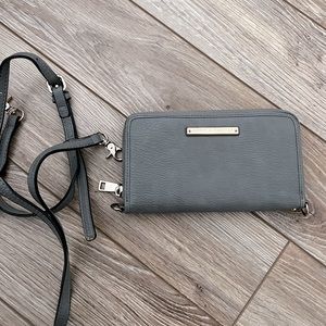 Poppy & Peonies wallet / purse / Clutch - light grey